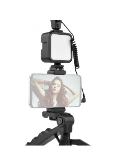 Tripod Telefon Tutucu Kumandalı Mikrofonlu Led Işıklı Mini Vlog Video Kayıt Kiti