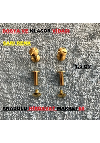 Dosya Klasör Vidasi Kartela Vidasi 4Mm 1,5Cm Sari Renk 20 Adet