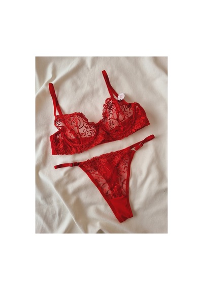 Demirsa Boutique Kırmızı Dantelli Bralet Takım Sütyen&tanga Kırmızı
