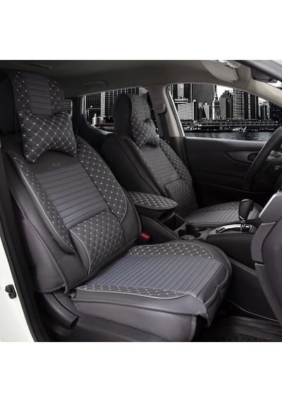 Ford Focus 4 Uyumlu Lüks Deri Oto Koltuk Kılıfı Ön Arka Takım Elit Tasarım Füme Fs