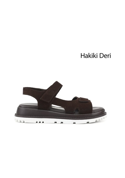 Gönderi(R) Gönderi R Kadın Kahve Süet Cırt Bantlı Hakiki Deri Sandalet Dyza55945129 Kahverengi