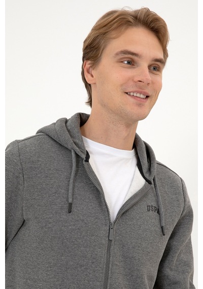 U.S. Polo Assn. Erkek Regular Fit Antrasit Melanj Şardonlu Örme Hırka 50313755-VR081