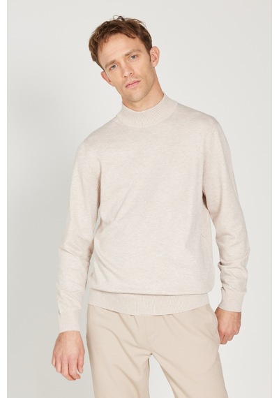 AC&Co / Altınyıldız Classics Erkek Bej Melanj Standart Fit Normal Kesim Yarım Balıkçı Yaka Triko Kazak Bej Melanj AC&Co / Altınyıldız Classics Erkek Bej Melanj Standart Fit Normal Kesim Yarım Balıkçı Yaka Triko Kazak Bej Melanj