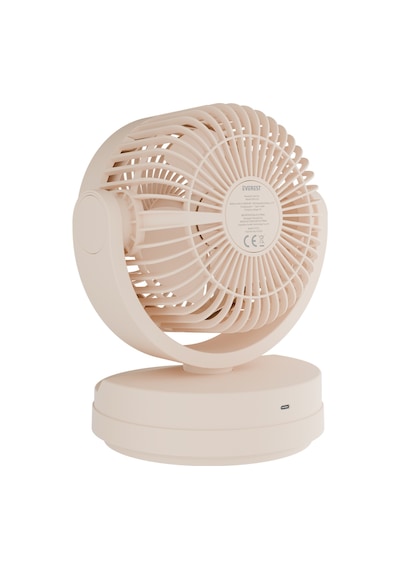 Everest Efn-509, Krem, 3 Kademeli Hız, 3lü 7&quot Kanat, Masaüstü, Type-c Vantilatör