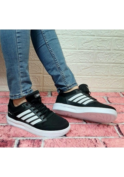 Bestof 074 Siyah Sneaker Düz Taban Hafif Rahat Spor Çift Ayakkabı - 538999583