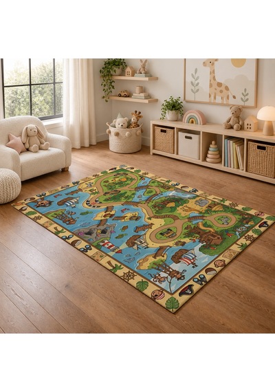 Kartela Halı Safari Kaymaz Taban Çocuk Oyun Halısı - 80 x 120 CM