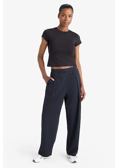 DeFactoFit Straight Fit Geniş Paça Standart Boy İnce Sporcu Pantolon E2542AX25SMBK81