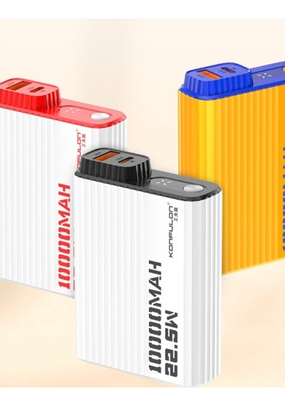 A40q 10.000 Mah Pd 20w Mini Powerbank - Siyah-beyaz Düz Renkli