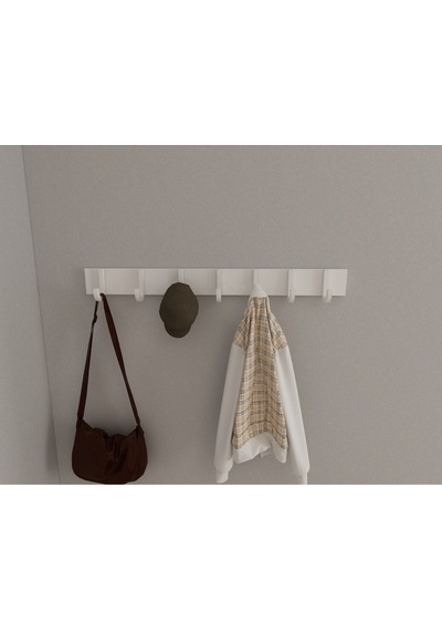 Hepsi3boyutlu Modern Duvar & Kapı Baston Askılık - 7 Adet Beyaz J Askılık - Model No : 6 Beyaz