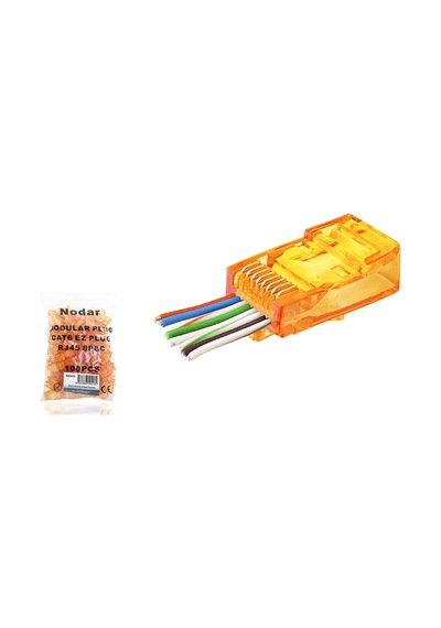 Cat6 Ez Rj45 Konnektör - 100 Adet Turuncu / Ekonomik Poşet Paket Nd2413 Evimdeyokyok