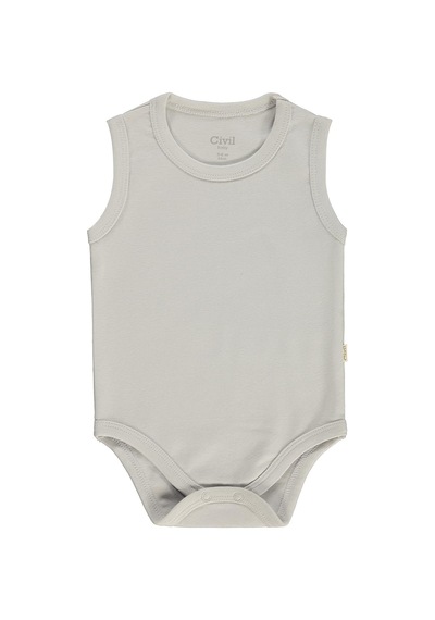 Civil Baby Düz Renkli 3-36 Ay Çıtçıtlı Badi - Gri