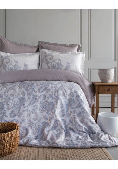 King Size Berta Yeşil Elegance Saten Nevresim Takımı Çok Renkli