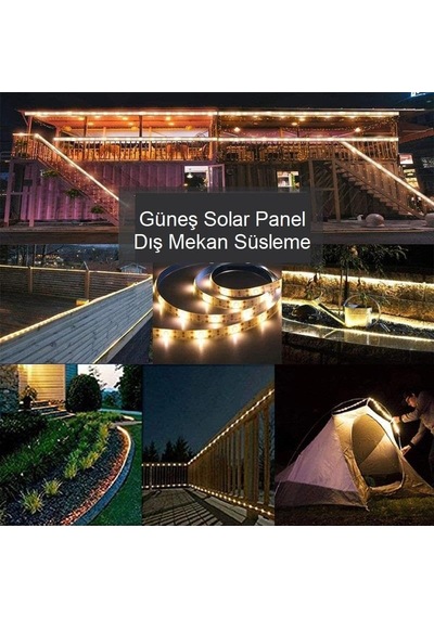 Tr Upway Güneş Enerjili Solar Aydınlatma Rgb 3 Metre Silikonlu Şerit Led Ev Bahçe Süsleme Dekor Diğer