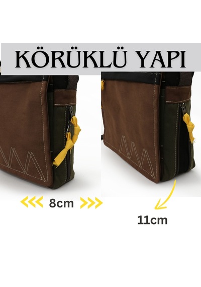 Cappadocia Vintage 4009 Omuz Postacı Kahve 15.6 Laptop Çantası Kahverengi - Siyah
