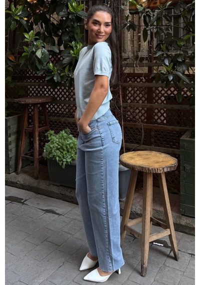 Mavi Bisiklet Yaka Kadın Triko Tişört Mg2703 Mavi