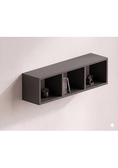 Vira Box Duvar Rafı 90 Cm Dekoratif Kitaplık Ve Duvar Rafı Antrasit
