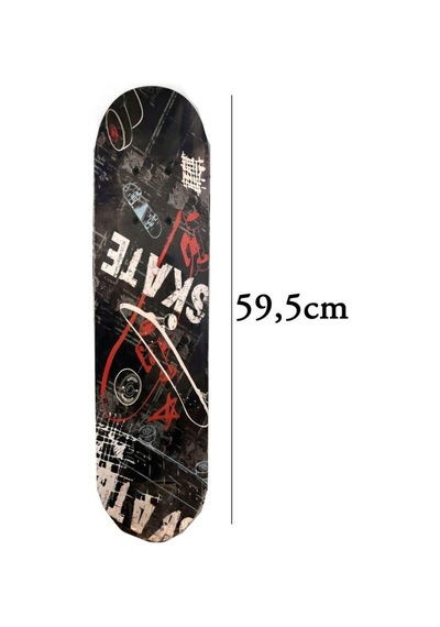 Skate Desenli Rulmanlı 4 Tekerlekli Başlangıç Kaykayı Konforlu Eğlenceli Ahşap Çocuk Skateboard Kırmızı