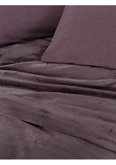 Cotton Box Velvet Çift Kişilik Nevresim Takımı Flossy Mürdüm