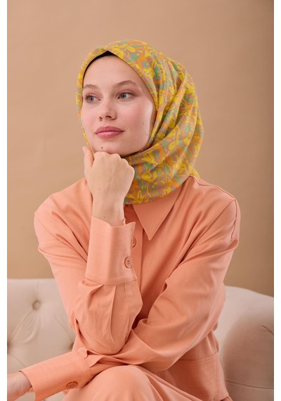 Silk Home Soft Eşarp 73091-39 Vizon, Patina Yeşili, Turuncu, Sarı