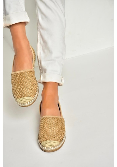 Fox Shoes D280250017 Vizon Hasır Kadın Ayakkabı Vizon-hasir