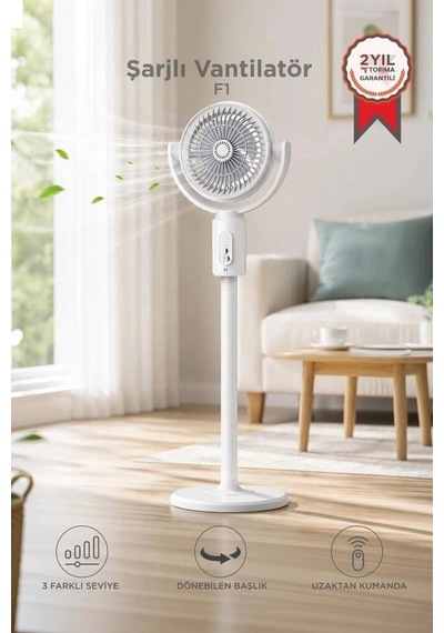 Premium Torima F1 Air Fan Beyaz Kumandalı Yarlanabilir Vantilatör Alternatif Seyahat Masa