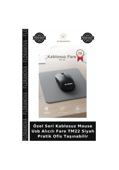 Özel Seri Kablosuz Mouse Usb Alıcılı Fare Tm22 Siyah Pratik Ofis Taşınabilir