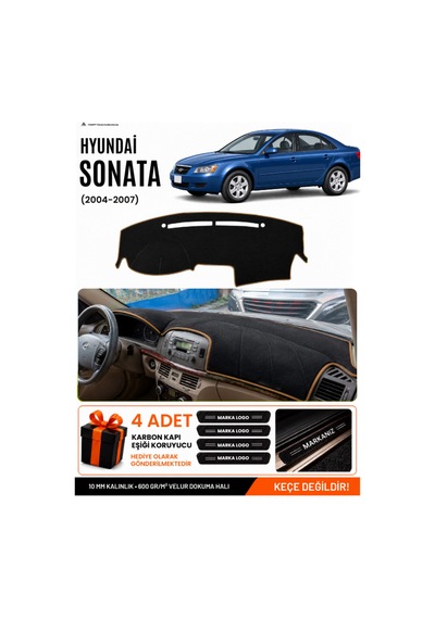 Hyundai Sonata 2004-2007 Uyumlu Torpido Örtüsü, Torpido Kılıfı - Siyah-kahverengi - Hu029