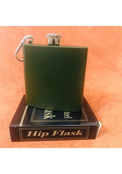 Yeşil Anahtarlıklı Metal Içki Matarası 6Oz Kutusunda Yeşil