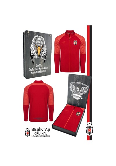 Beşiktaş Lisanslı Fermuarlı Dik Yaka Cepli Sweat Kutulu 001