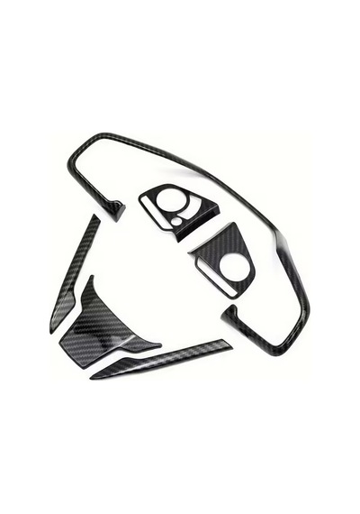 Honda Civic Fc5 Fk7 Karbon Fiber Direksiyon Düğmesi Kaplama 2016-2020 6 Parça Siyah