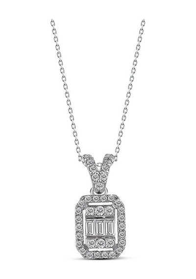 Modern Tasarım 0.20 Ct Baget Kare Tektaş Kolye