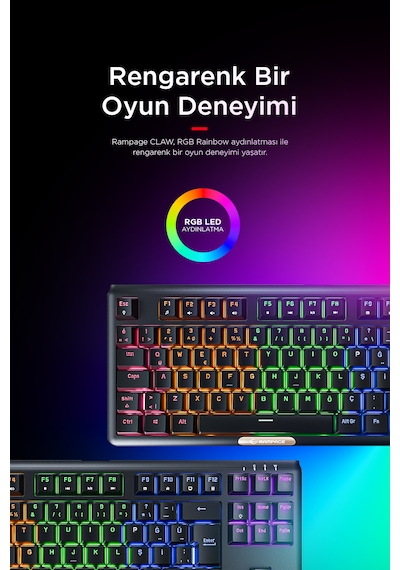 Rampage Claw Blue Switch RGB Mekanik Oyuncu Klavyesi
