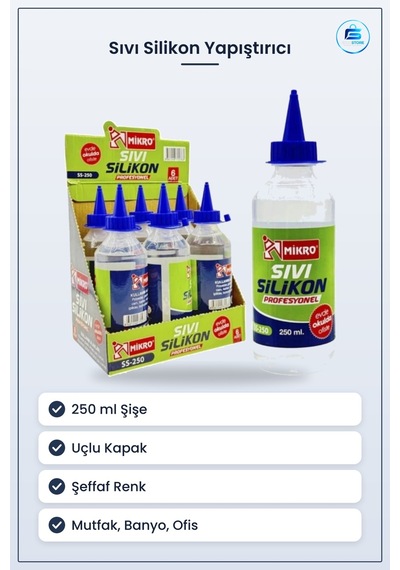 Sıvı Silikon 250 Ml Profesyonel Şeffaf Uçlu Yapıştırıcı Mutfak Ba