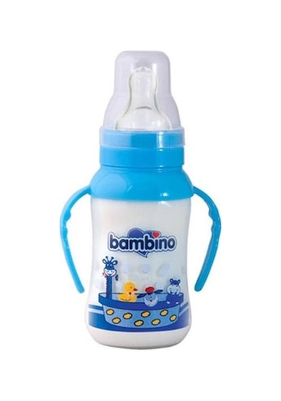 Bambino Natural PP Kulplu Biberon-Mavi 150 ML