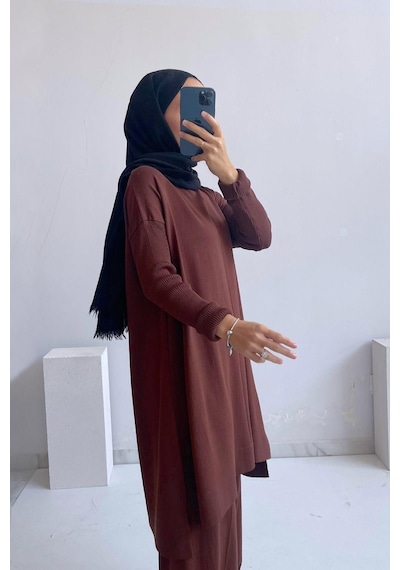 Kahijab Mira Merserize Tunik - Kahverengi