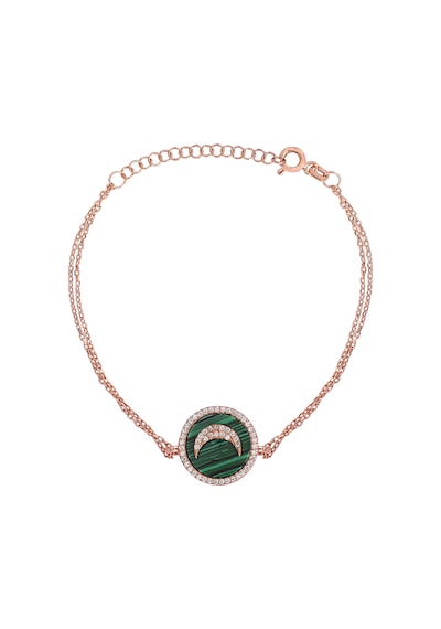 Zirkon Taşlı Pırlanta Montür Rose Altın Kaplama Sedefli Ay Gümüş Bileklik Gümüş - Rose Gold
