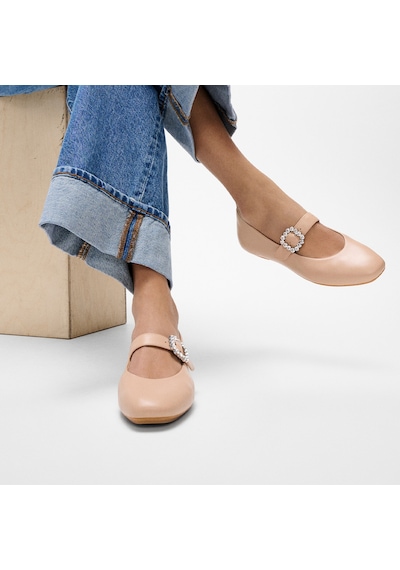 B41 Classic Beige Babet Kadın E3j-b41/001 Fitflop Delıcato Crystal-buckle Leather Mary Janes B41 Classic Beige