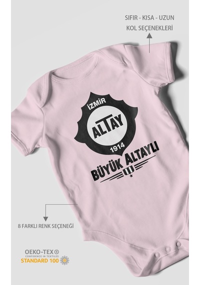 Morivokids Büyük Altaylı Altayspor Kısa Kollu Bebek Body %100 Pamuk Bebe Pembe