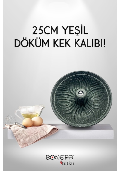 25 Cm Döküm Desenli Kek Kalıbı Yeşil