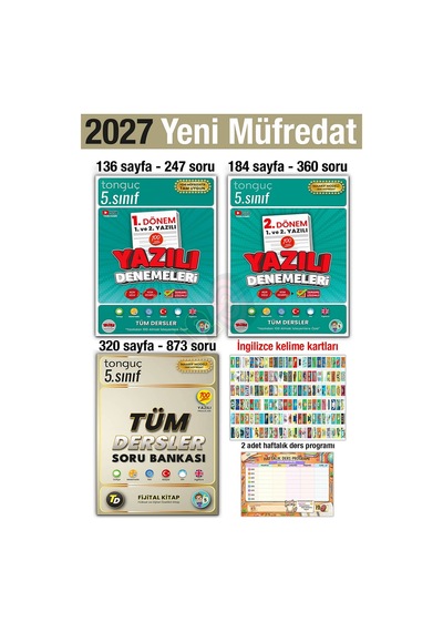 5. Sınıf 1. 2. Dönem Yazılı Denemeleri 2027 Soru Bankası Tüm Dersler Seti