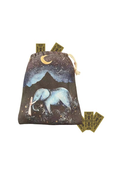 "fil Baskı Tarot Güvertesi Tesbesi - Oracle & Tarot Kartları İçin Drawstring Depolama Çantası" Çok Renkli