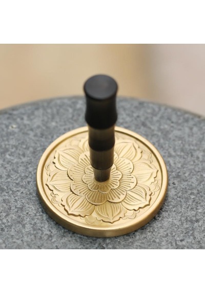 Mühür Mumu Pirinç Damga 50mm 3d Lotus Desen A + Sandal Ağacı Sap Karışık