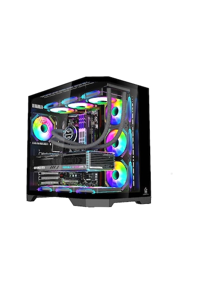 F-7 Edge 7x Argb Pwm Fan Siyah Atx Akvaryum Gaming Kasa Oyuncu Kasası