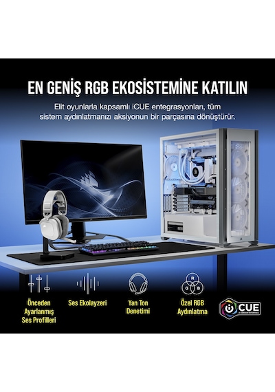 Corsair HS80 CA-9011236-EU Kablosuz RGB Oyuncu Kulaklığı Corsair HS80 CA-9011236-EU Kablosuz RGB Oyuncu Kulaklığı