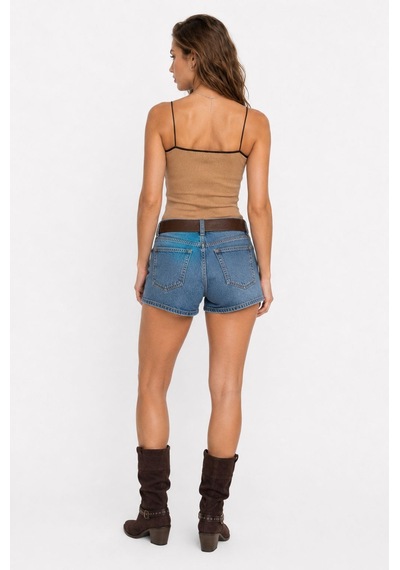 Neden Tekstil Kontrast Şeritli Triko Atlet Body - Camel-siyah