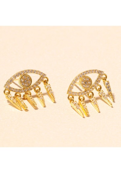 Zirkon Göz Küpe 717079 Gold Gümüş