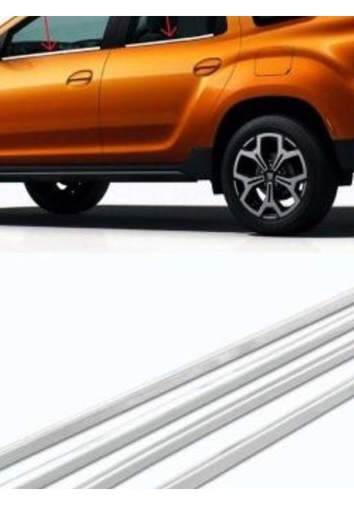 Dacia Duster 2018-2019-2020-2021-2022 Krom Cam Çıtası 4 Parça Paslanmaz Çelik