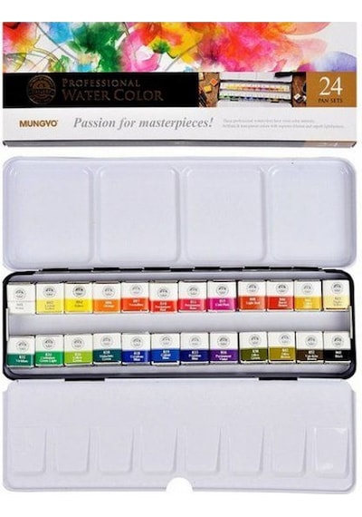 Mungyo Gallery Artists Watercolor Set 24 Renk Yarım Tablet