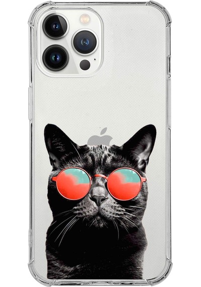 Apple Uyumlu iPhone 13 Pro Kedi 3 Baskılı Şeffaf Köşe Korumalı Antişok Kılıf