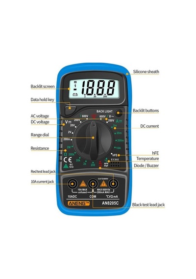 Aneng An8205c Dijital Multimetre Mavi